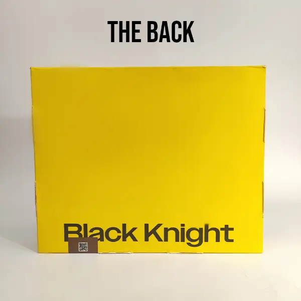 Back panel of the yellow custom paper coffee box with minimalist branding design