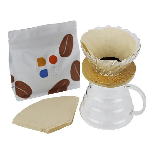 Fan-shaped V60 coffee filter paper for pour over brewing