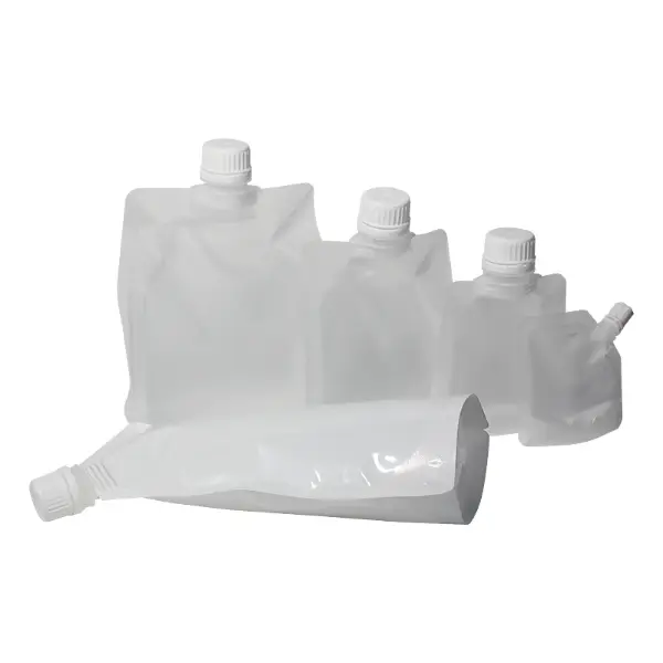 Flexible matte finish transparent spout pouch showing soft structure and easy squeezing