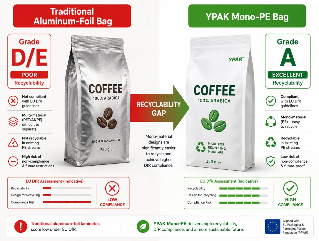 Mono-PE vs sacos de café de alumínio