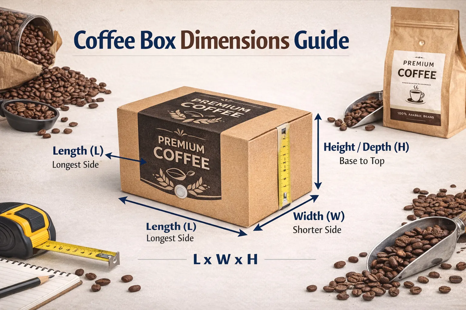 Dimensions de la boîte à café