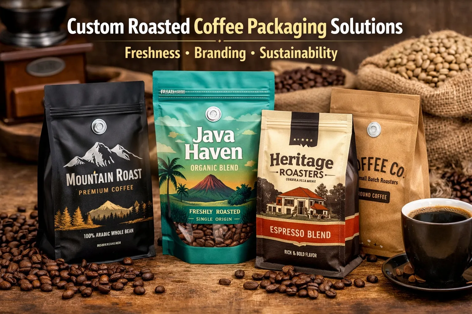 Customized roasted coffee packaging